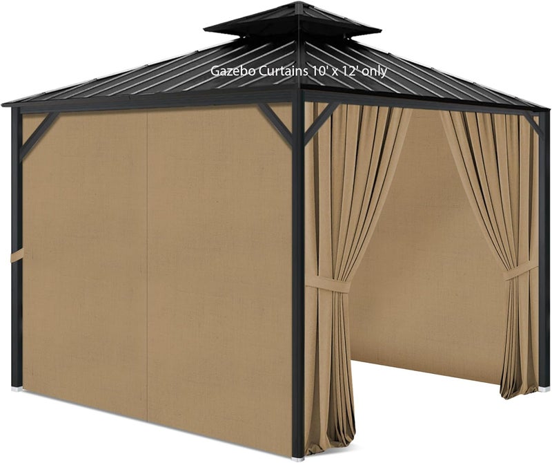 aonear Gazebo Privacy Curtains 10' x 12' with Zipper 4-Panels Side Wall Universal Replacement for Patio, Outdoor Canopy, Garden and Backyard (Curtain Only) - Image 1